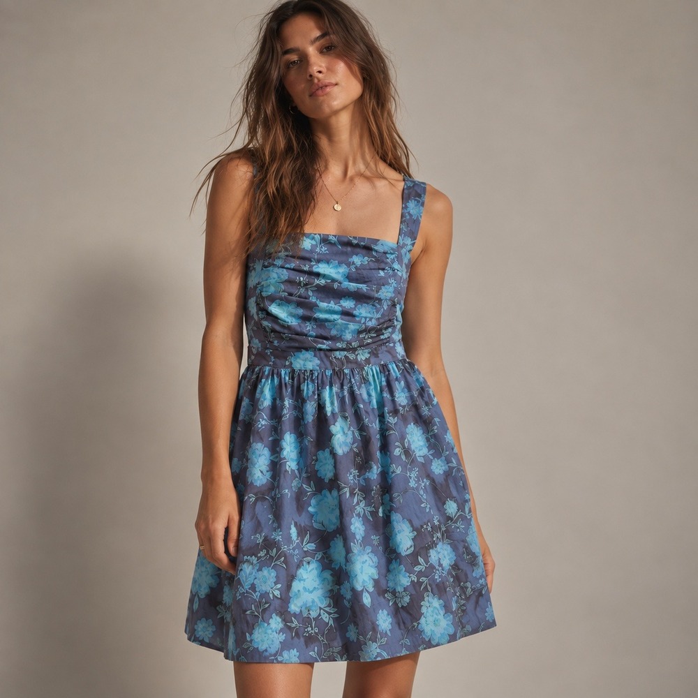 Free People Tie Back Floral Mini Dress Open Back Sz L NWT